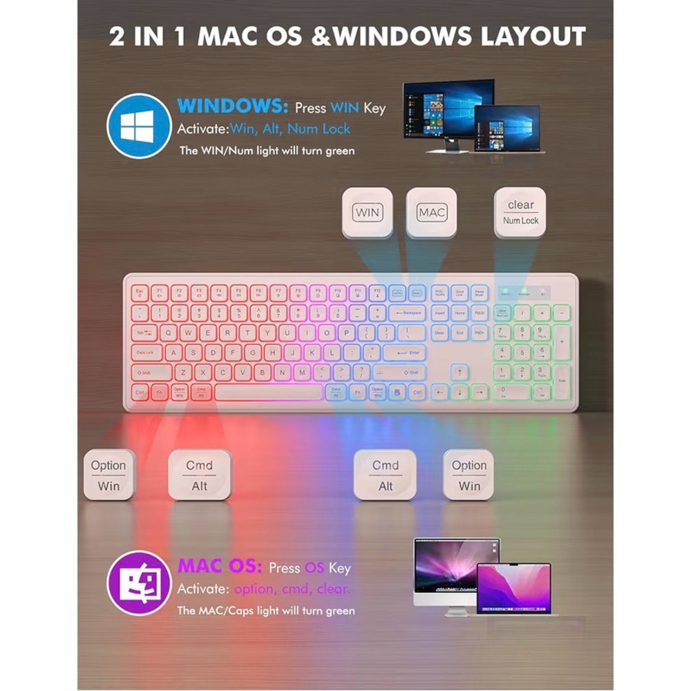 NIB Trueque Wireless RGB Keyboard & Mouse Combo - Picture 8 of 9